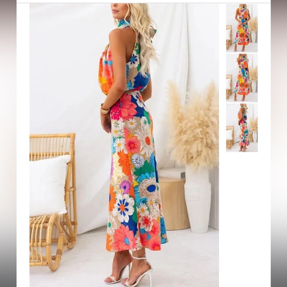 Margovil Floral Tie Neck Dress - Picture 2 of 5